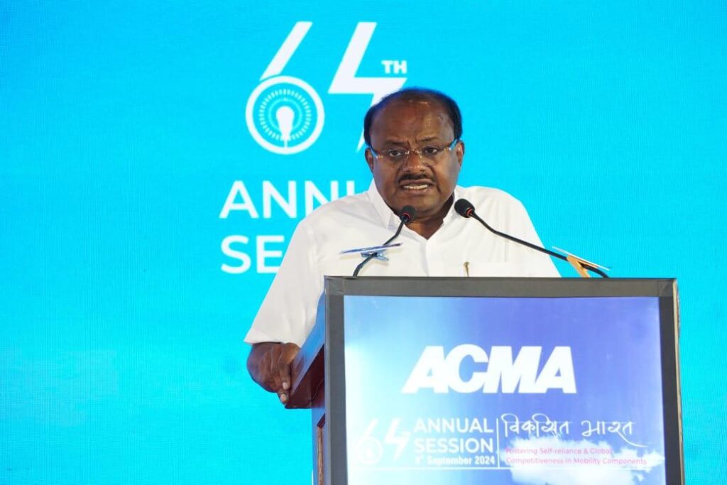 Union Minister for Heavy Industries, HD Kumaraswamy, at the inauguration of the 64th convention of ACMA in New Delhi