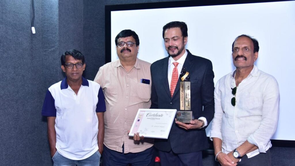 Dr Vasant Madhav being honoured with the Dada Saheb Phalke award