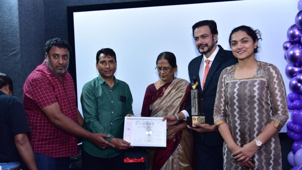 Dr Vasant Madhav being honoured with the Dada Saheb Phalke award