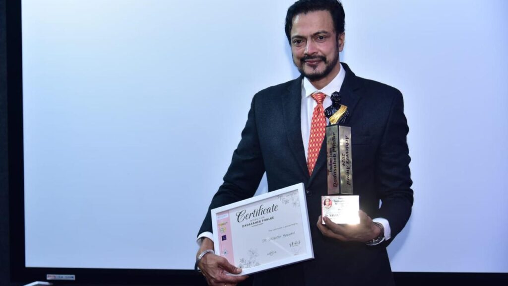 Dr Vasant Madhav being honoured with the Dada Saheb Phalke award