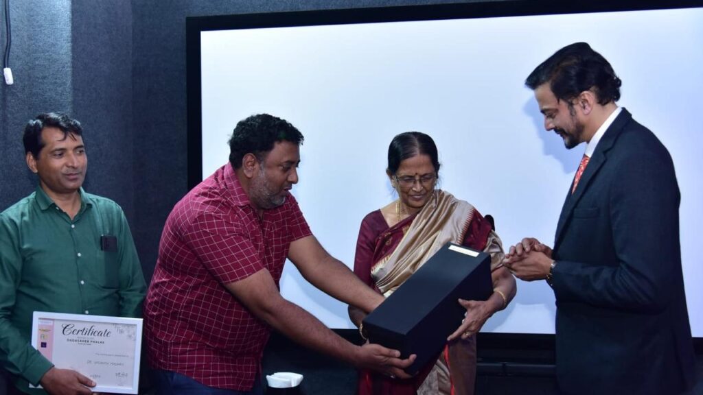 Dr Vasant Madhav being honoured with the Dada Saheb Phalke award