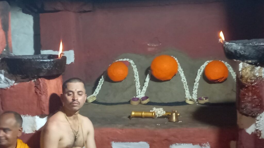 Visuals of Maa Hassanamba captured from inside the shrine on the first day of darshan.