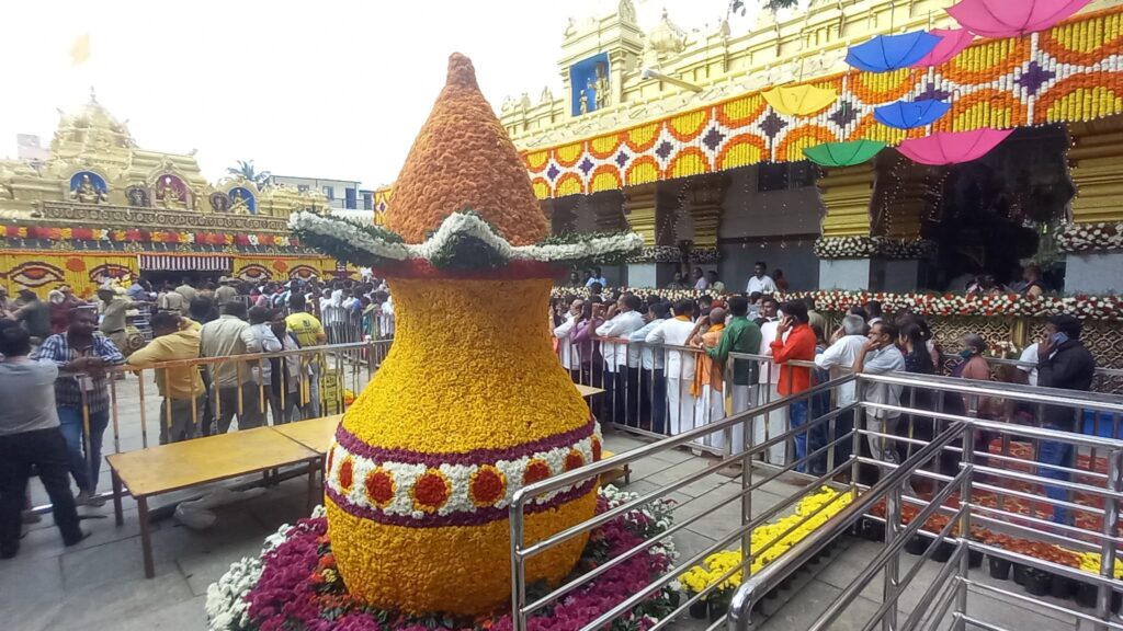 Visuals of Maa Hassanamba captured from inside the shrine on the first day of darshan.