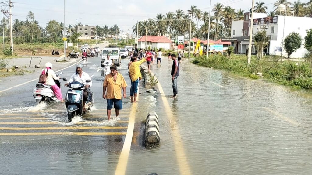 Visuals of roads in Hassan that saw flooding due to heavy rain over the last two days.