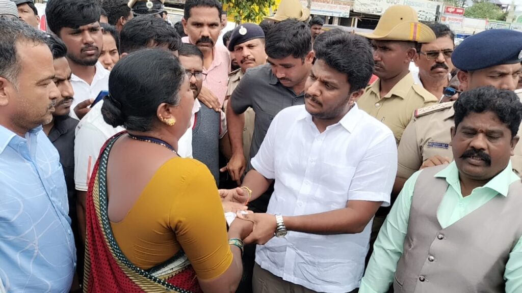 Hassan MP Shreyas Patel at the site of the encroachment clearance drive in Hassan.