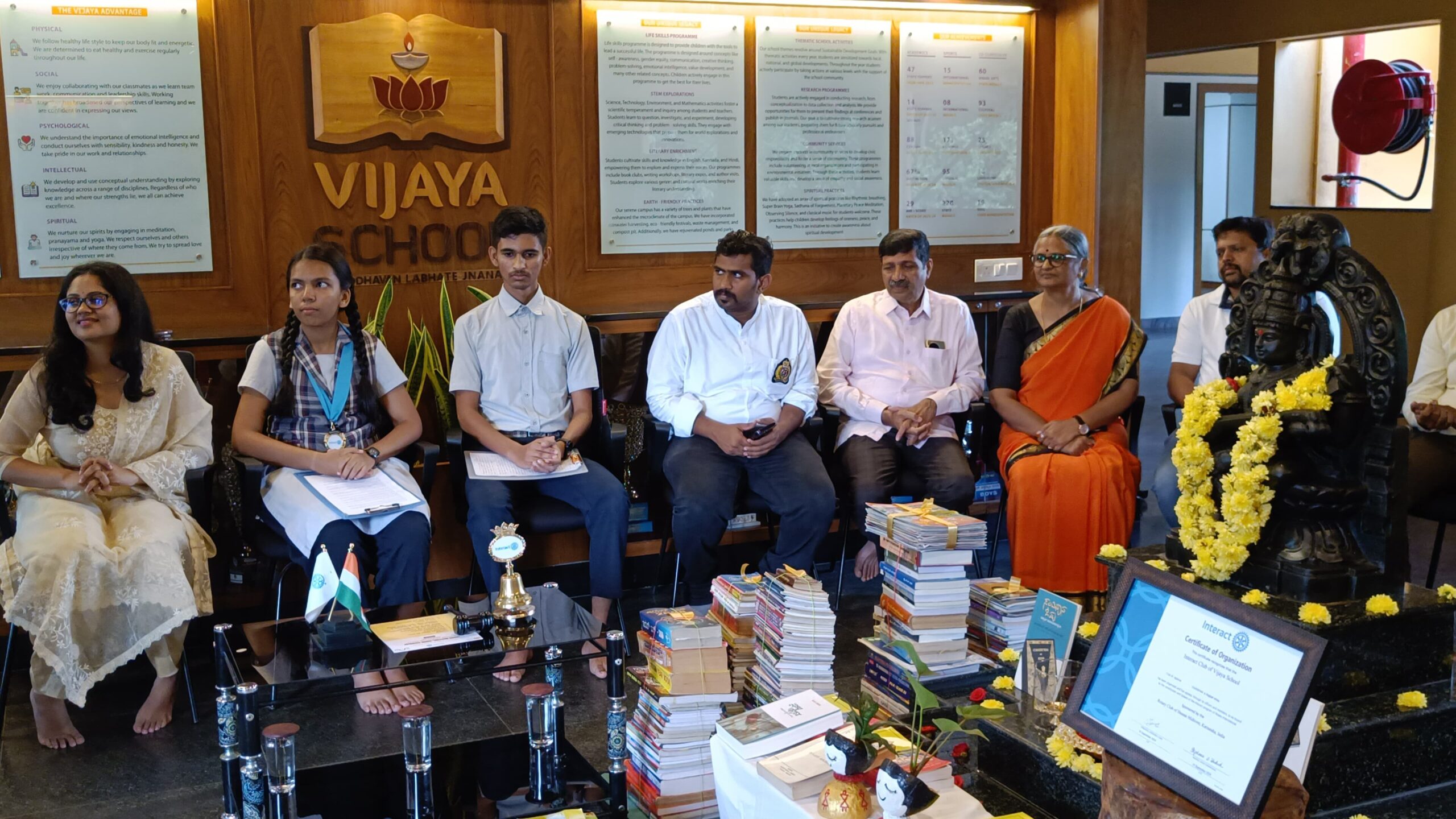 Visuals from the book donation campaign by Vijaya School in Hassan.