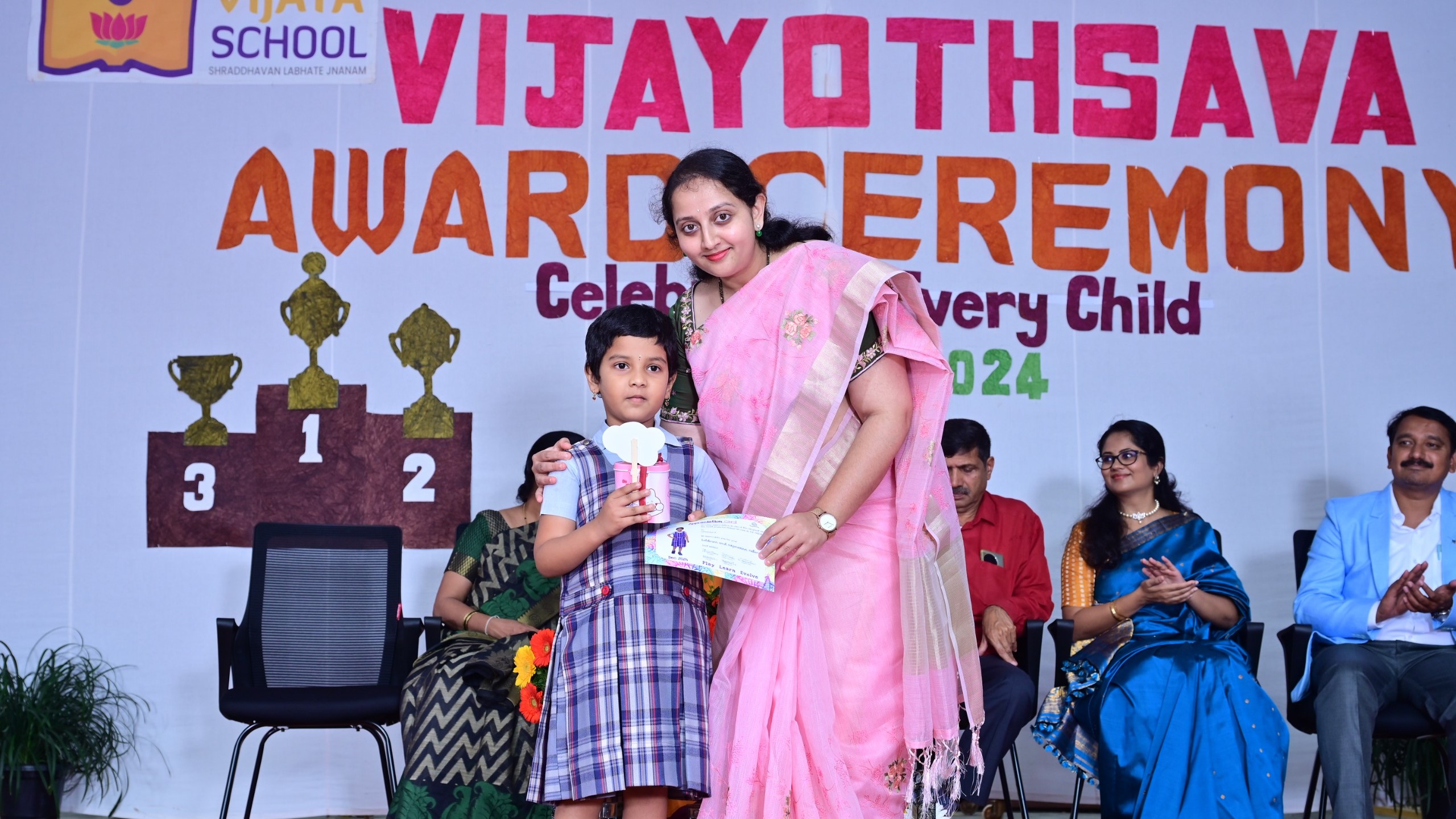 Visuals from the award ceremony held at Vijaya School in Hassan.