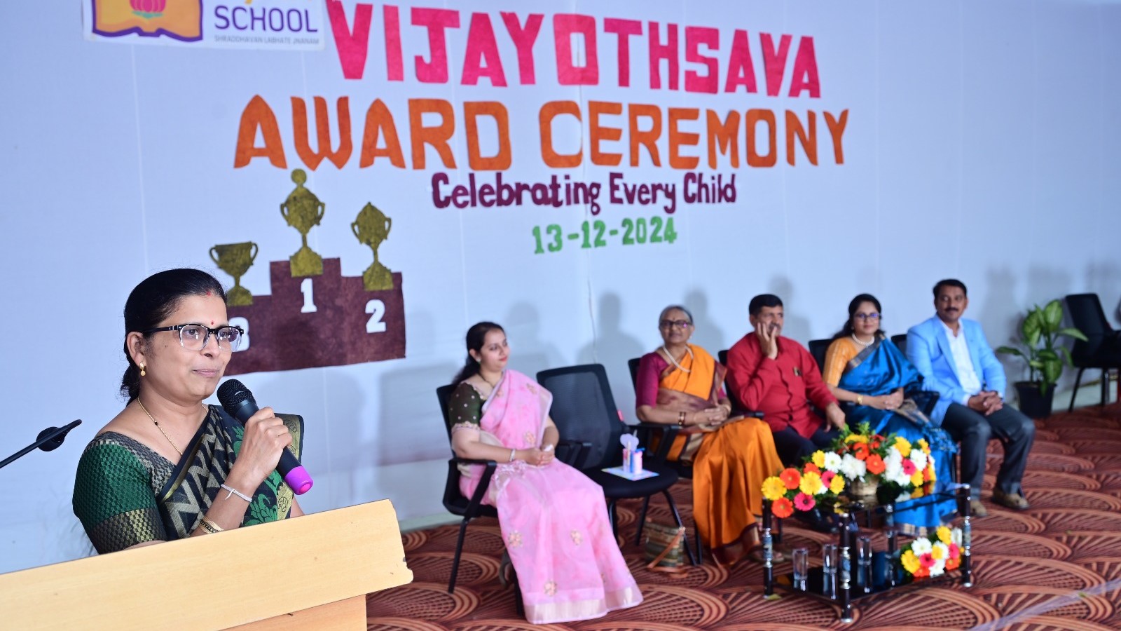 Visuals from the award ceremony held at Vijaya School in Hassan.
