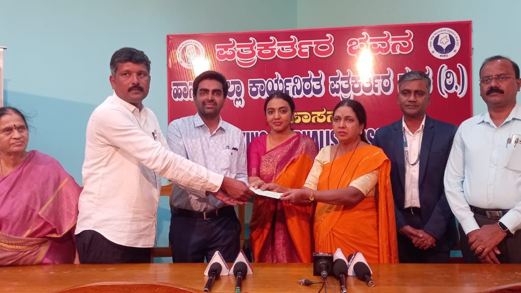 Rajiv Institute of Technology managing committee members speak to the media on Tuesday.