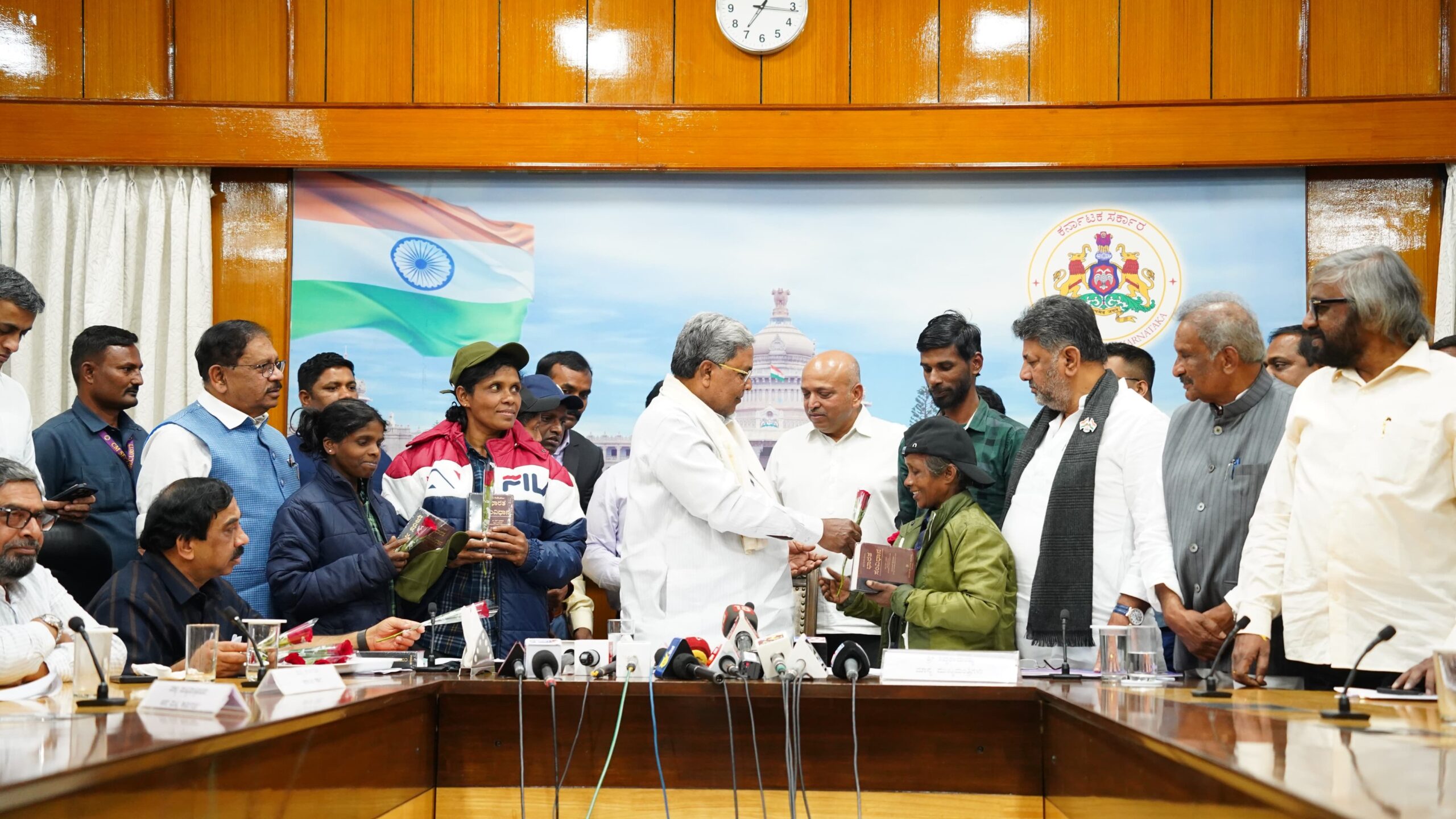 Karnataka CM Siddaramaiah presiding over a programme aimed at bringing back Naxalites into the social mainstream.