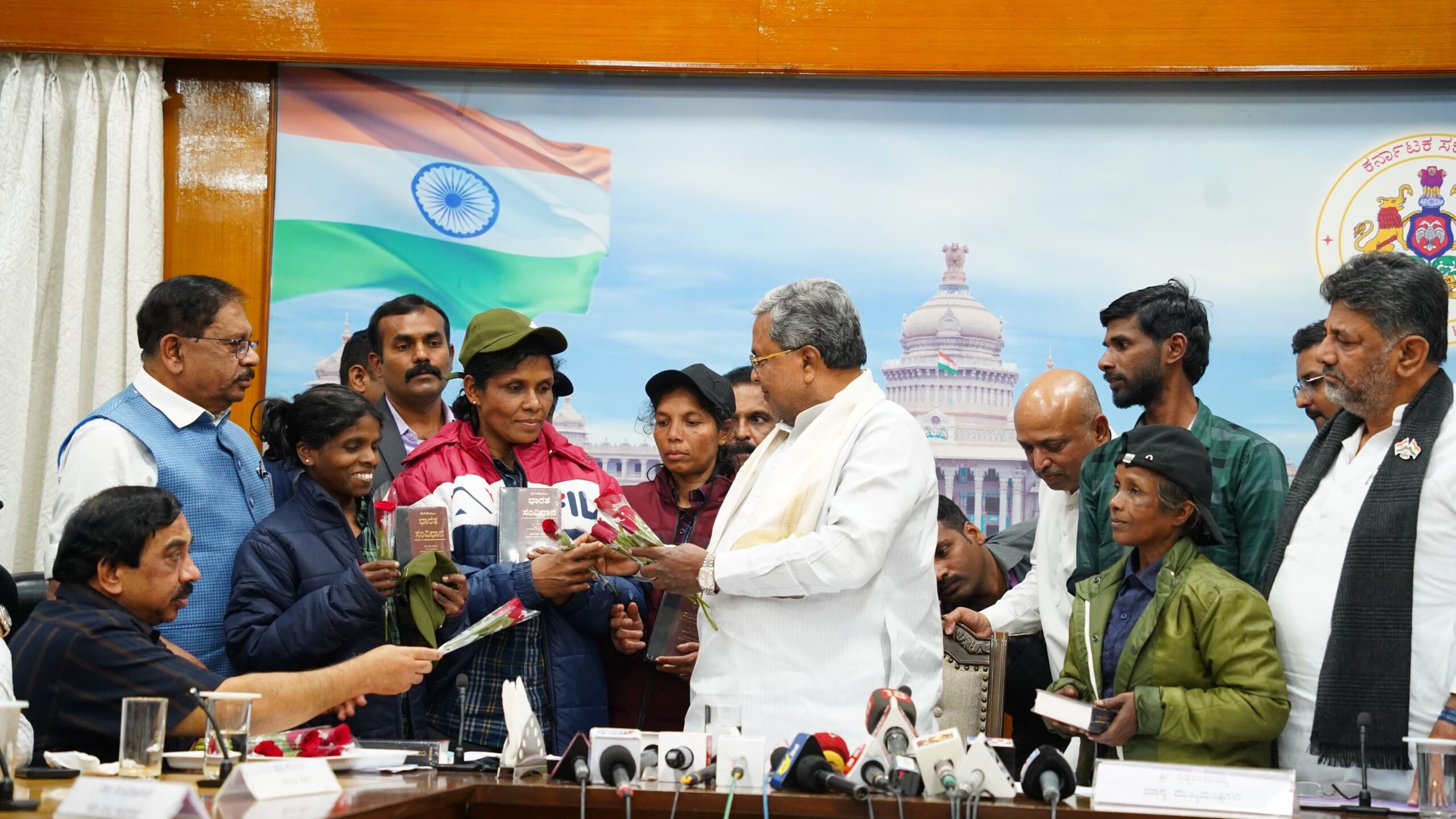 Karnataka CM Siddaramaiah presiding over a programme aimed at bringing back Naxalites into the social mainstream.