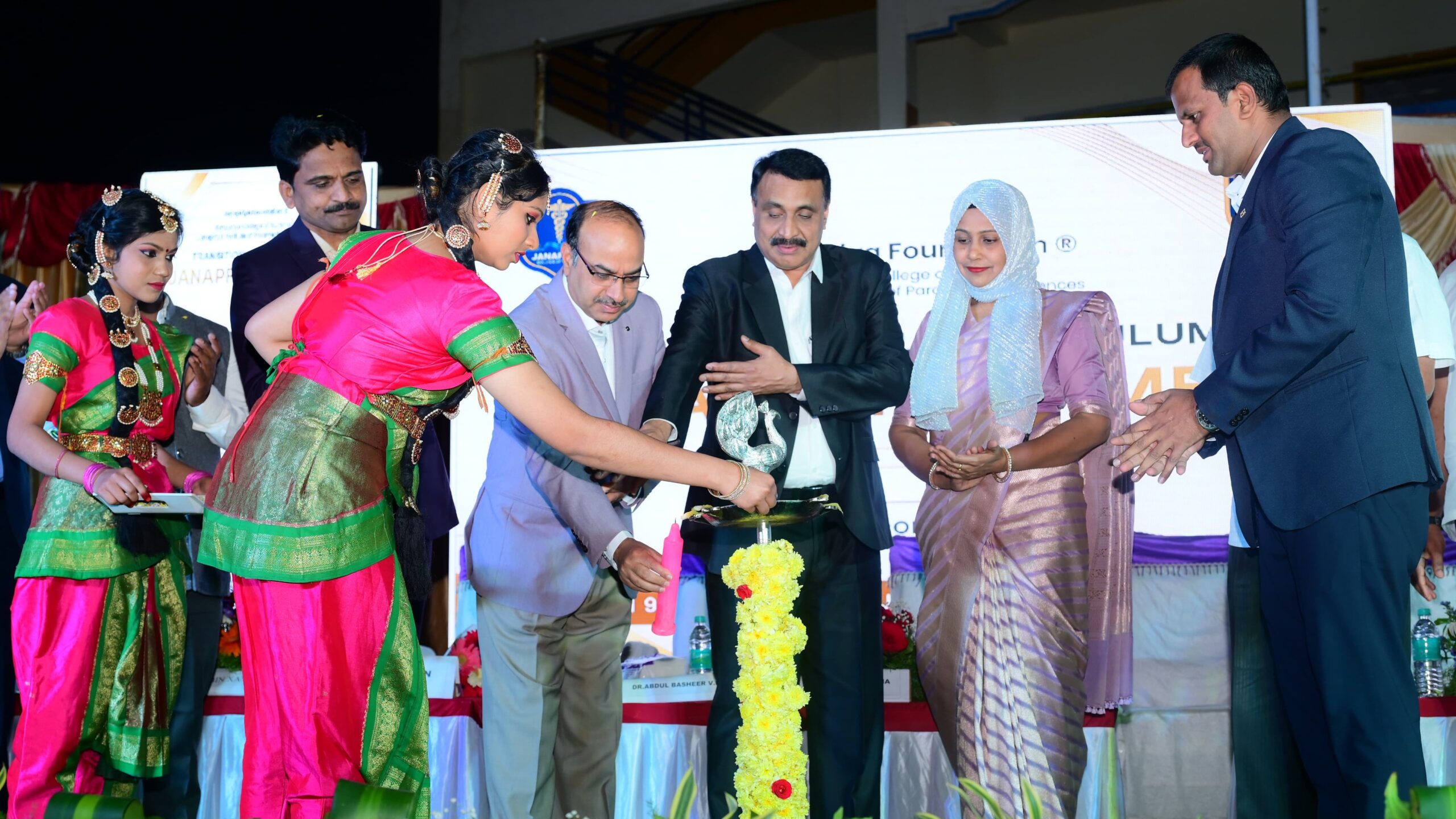 Visuals from the freshers welcome ceremony at Popular Group of Institutions in Hassan.
