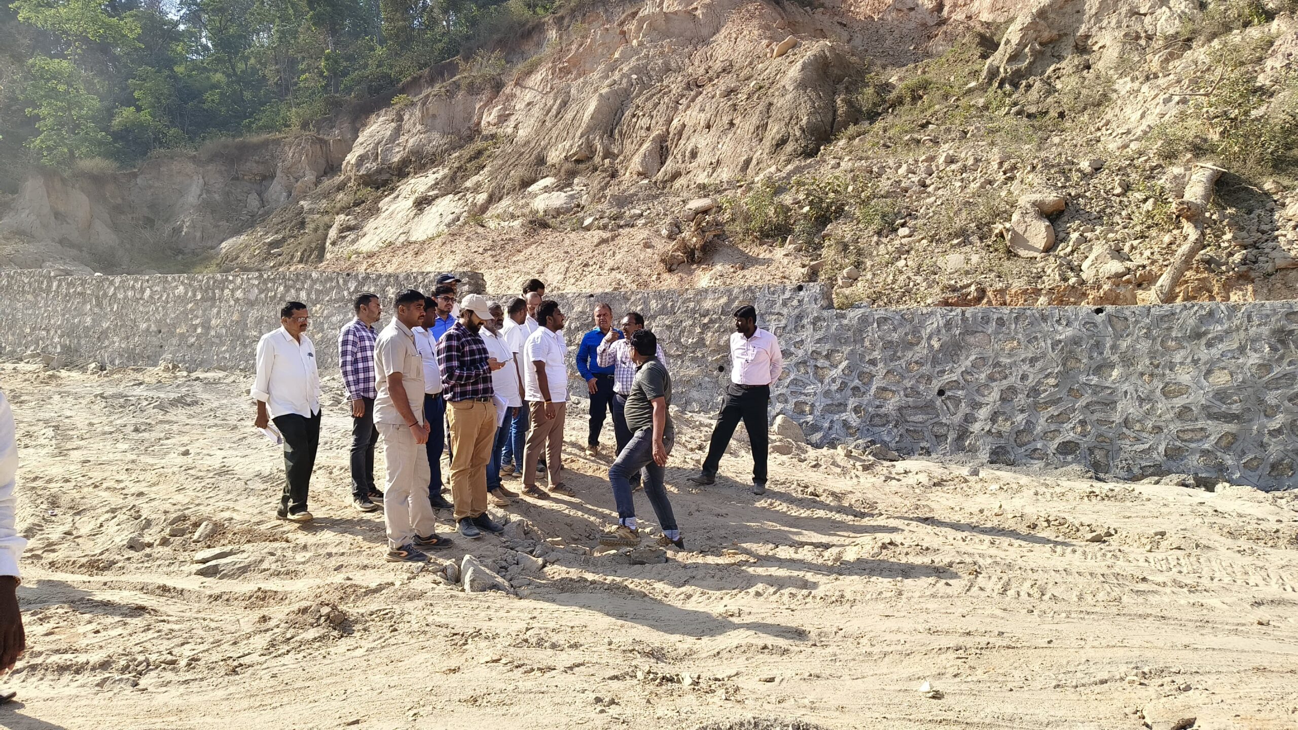Hassan MP Shreyas Patel during the inspection of National Highway works in the district.