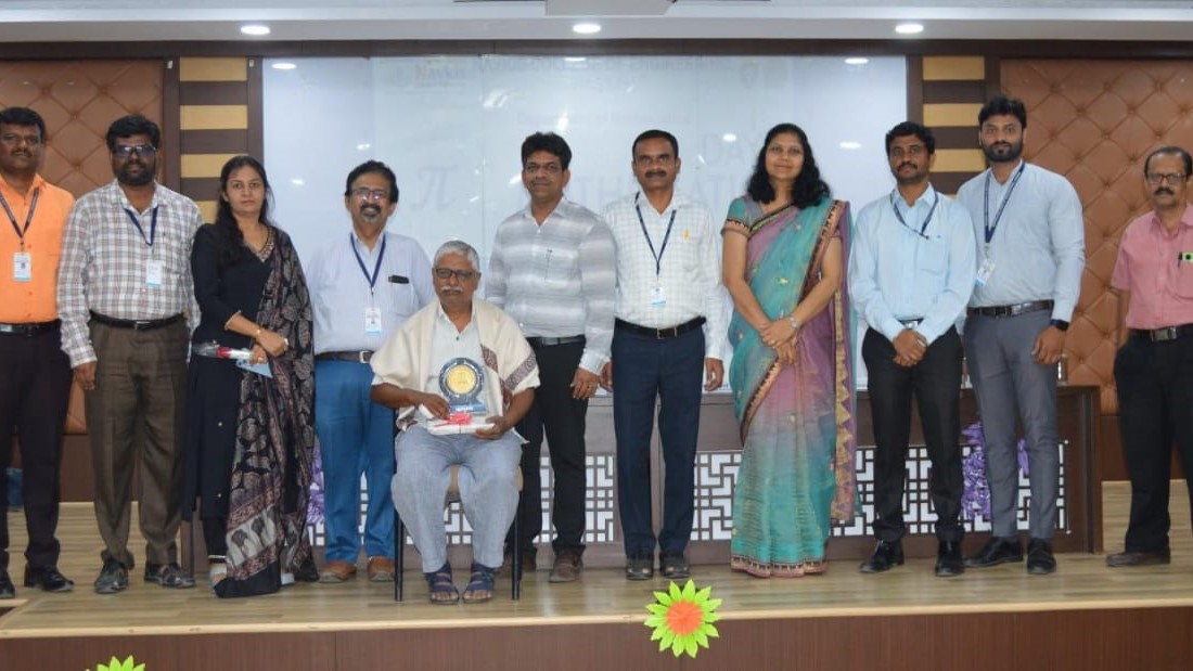 Visuals from the International Mathematics Day event held at Navkis College of Engineering in Hassan.